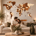 Carte du monde en bois - décoration murale 3D "Multicolore" – Image 2
