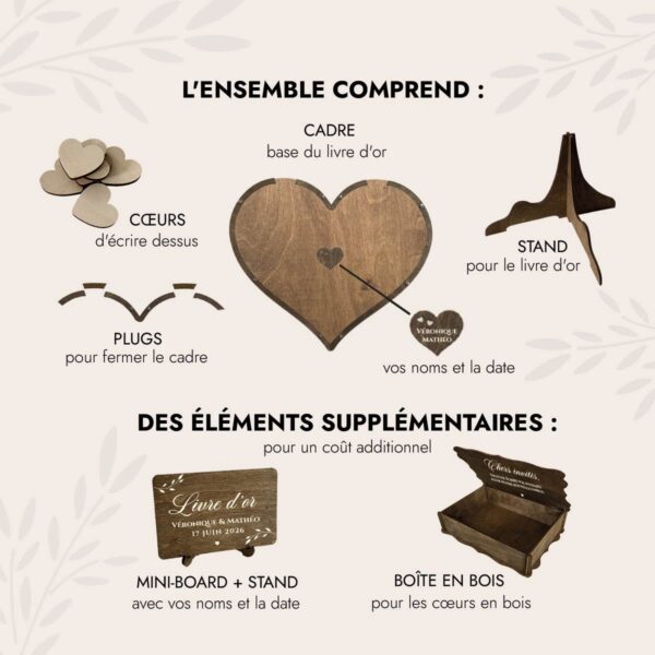 Alternative Livre d'or Mariage - Cœur Noyer – Image 3