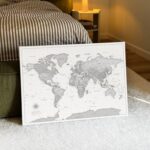 Tableau Carte du Monde - Continents Gris – Image 2