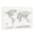 Tableau Carte du Monde - Continents Gris