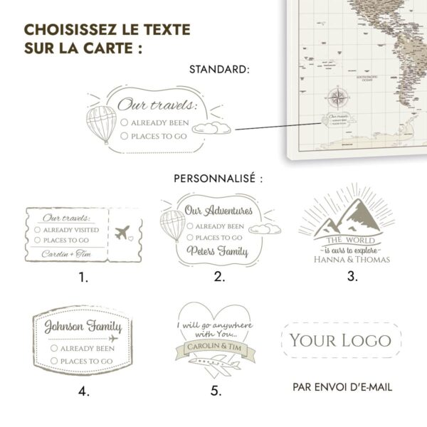 Tableau Carte du Monde - Continents Gris – Image 4